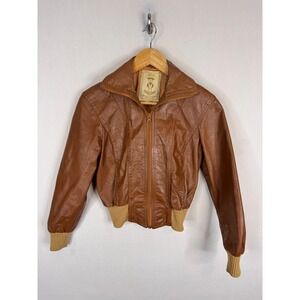 Gassy Jack  Levy 70s Vintage Brown Leather Bomber Jacket Canada Women XS / S